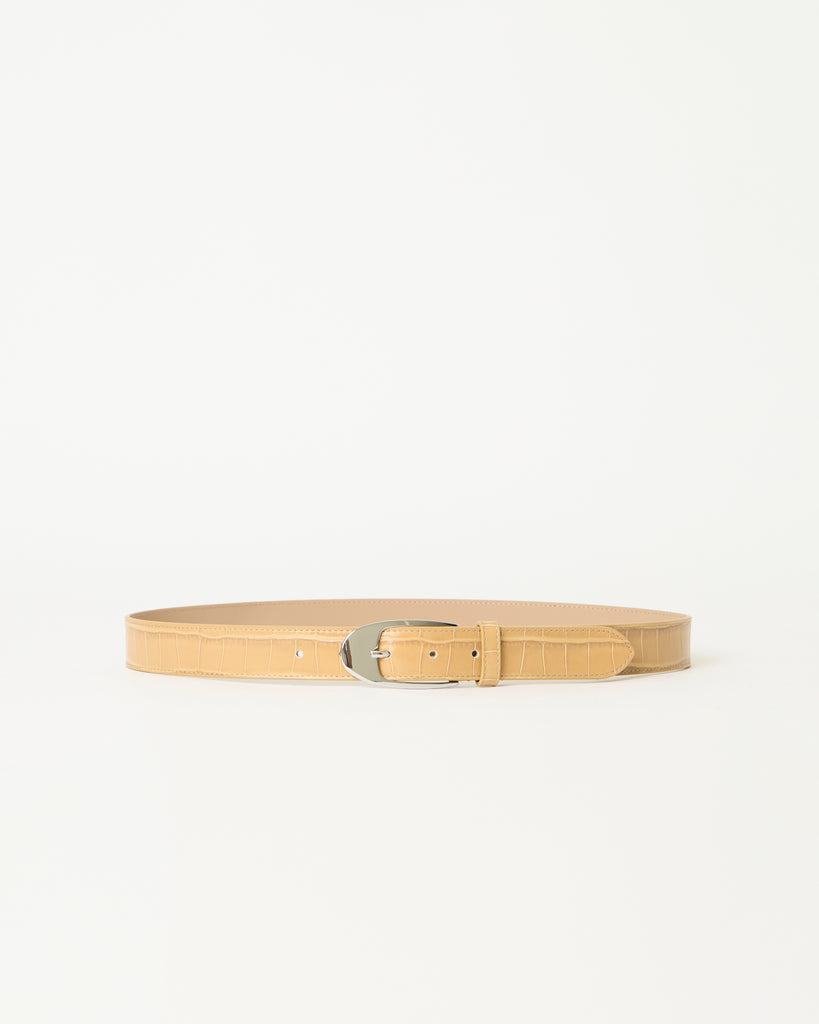 JOSHUA CROCO LEATHER BELT Lt. Camel Silver - BELT