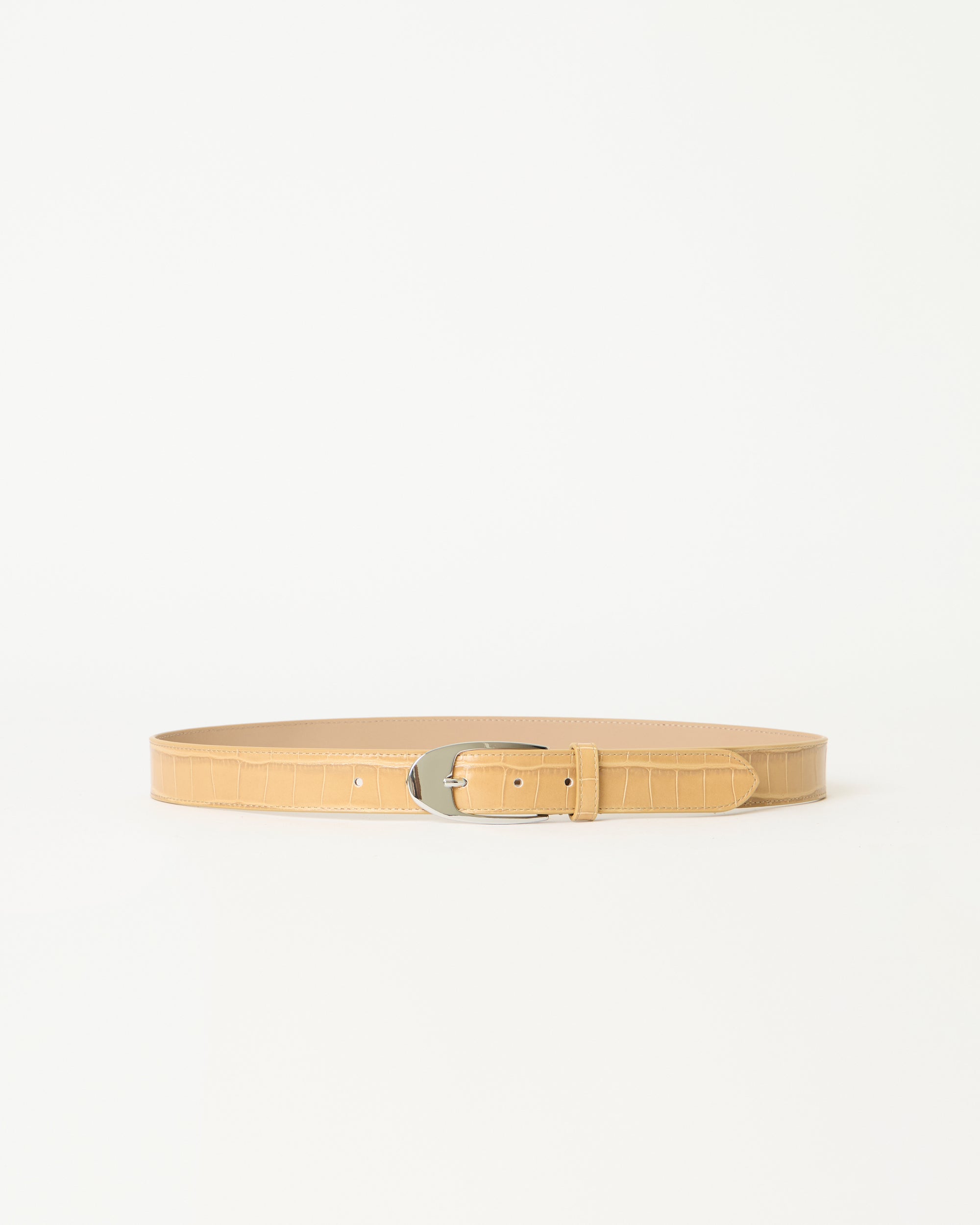 JOSHUA CROCO LEATHER BELT Lt. Camel Silver - BELT