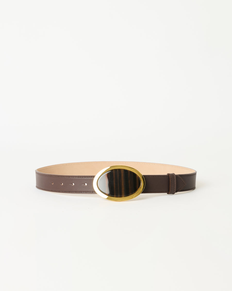 ARUNA LEATHER BELT Chocolate Tiger Eye - BELT