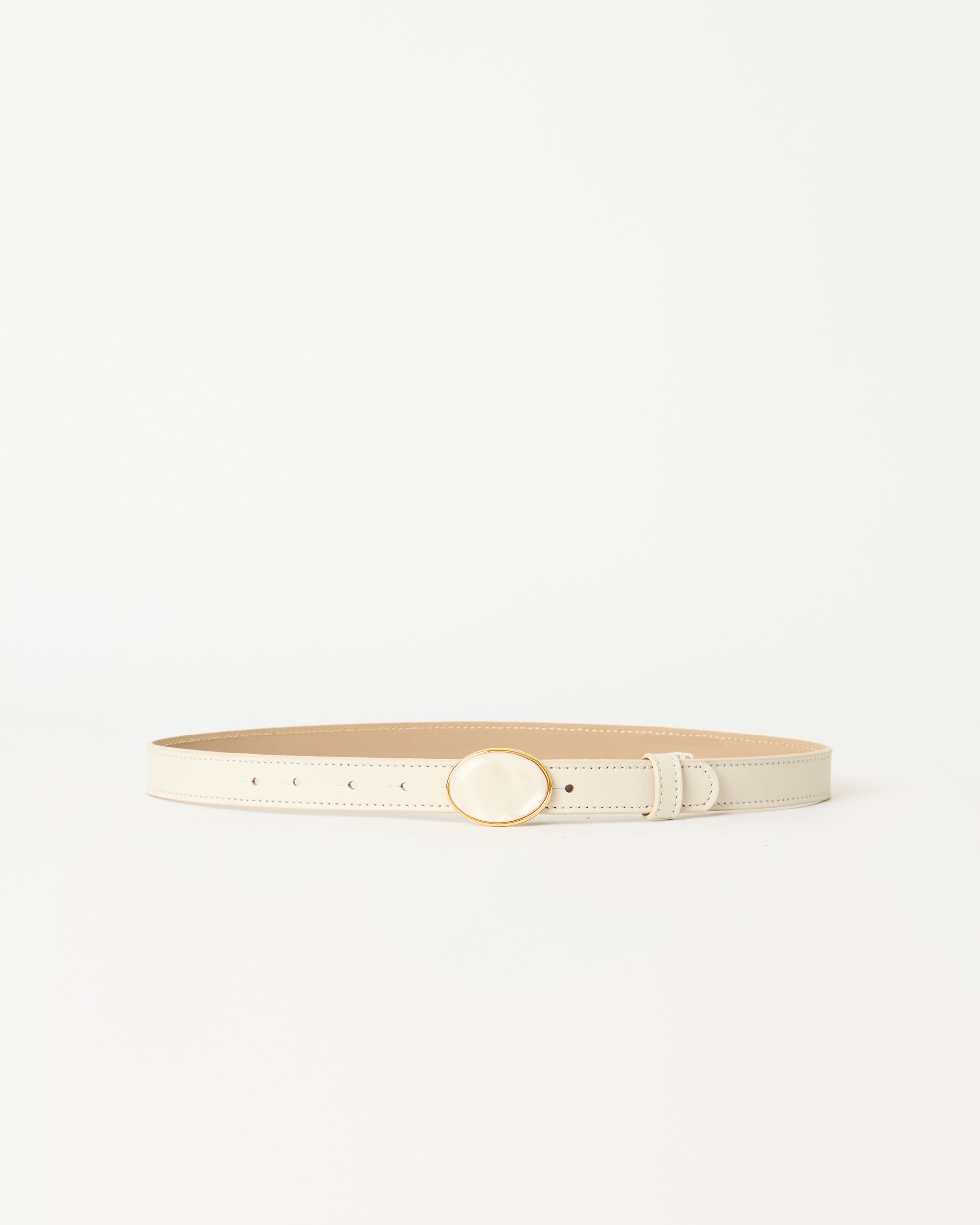 KIMANI LEATHER BELT Gesso Pearl - BELT