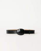 MABEL CROCO LEATHER BELT Black - BELT