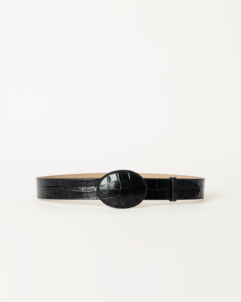 MABEL CROCO LEATHER BELT Black - BELT