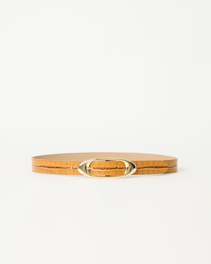 CANDICE CROCO LEATHER BELT Camel Gold - BELT