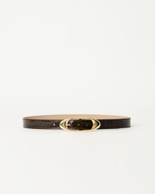 CANDICE CROCO LEATHER BELT Chocolate Gold - BELT