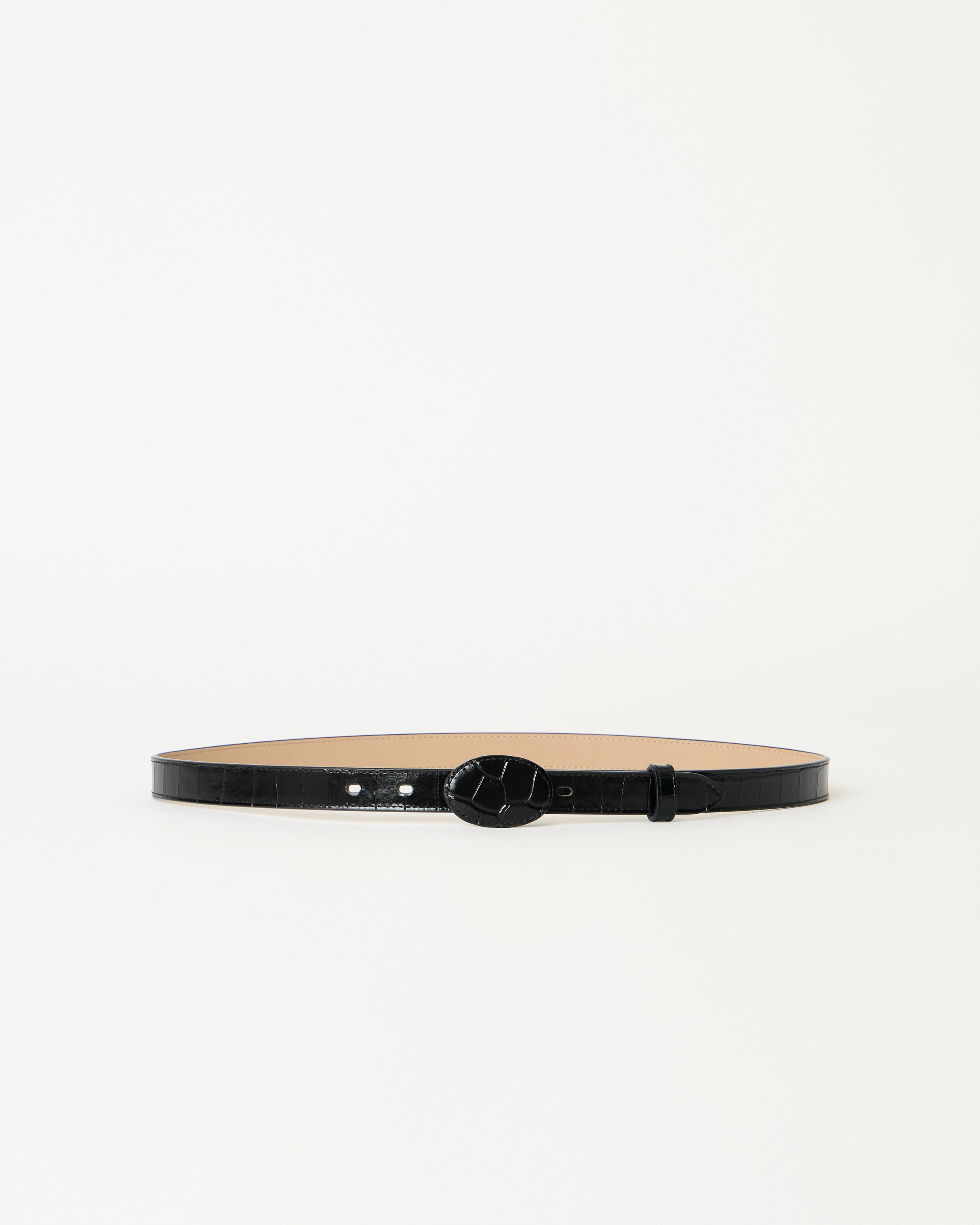 JUNE CROCO LEATHER BELT Black - BELT