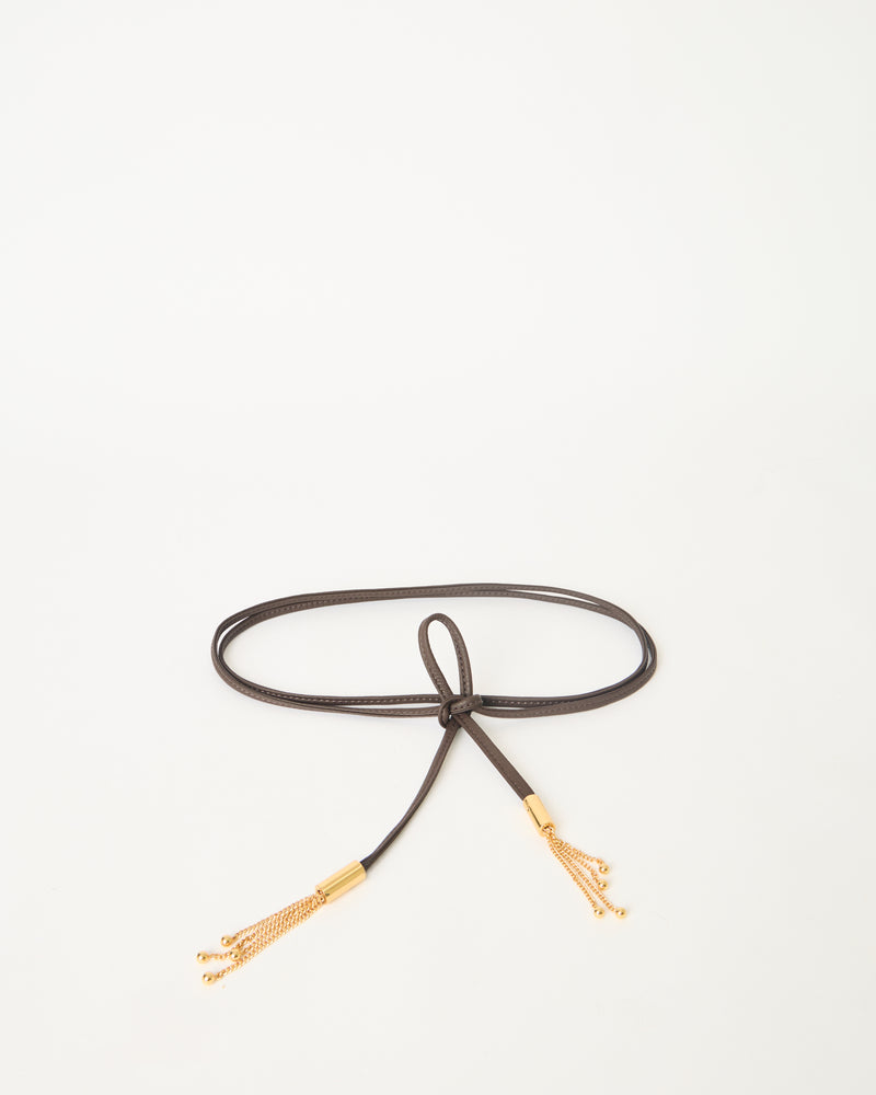 MELROSE WRAP LEATHER BELT Chocolate Gold - BELT