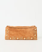 INEZ STUDDED SUEDE CLUTCH Sienna Gold - HANDBAGS