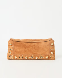 INEZ STUDDED SUEDE CLUTCH Sienna Gold - HANDBAGS