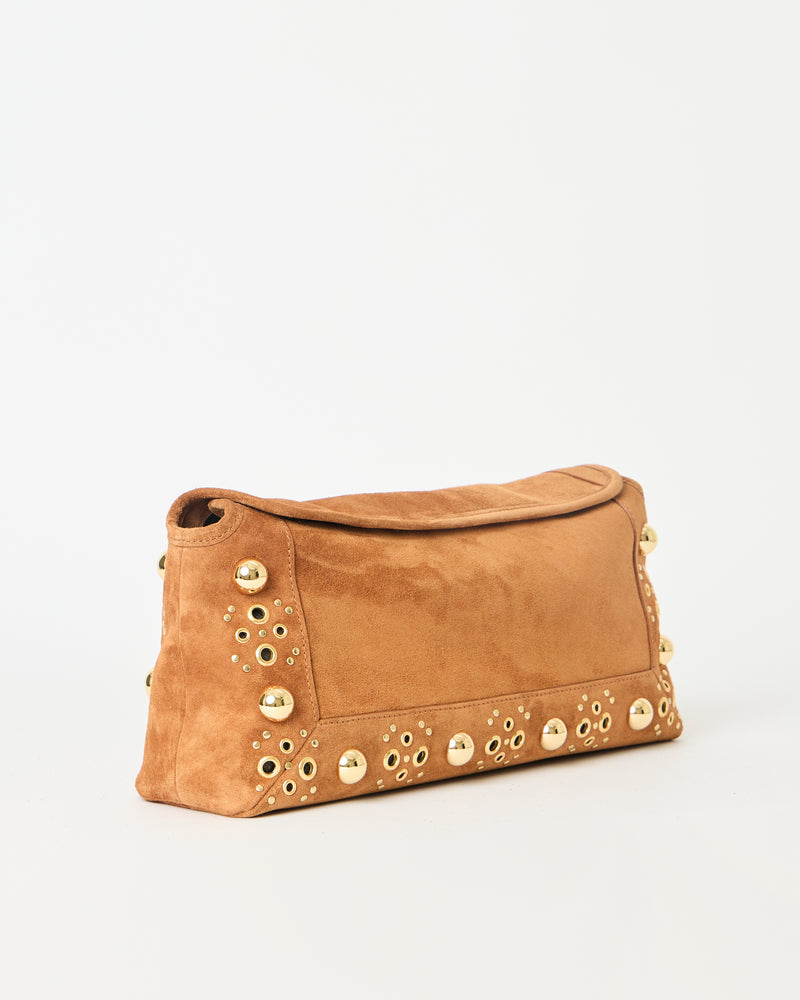 INEZ STUDDED SUEDE CLUTCH - HANDBAGS