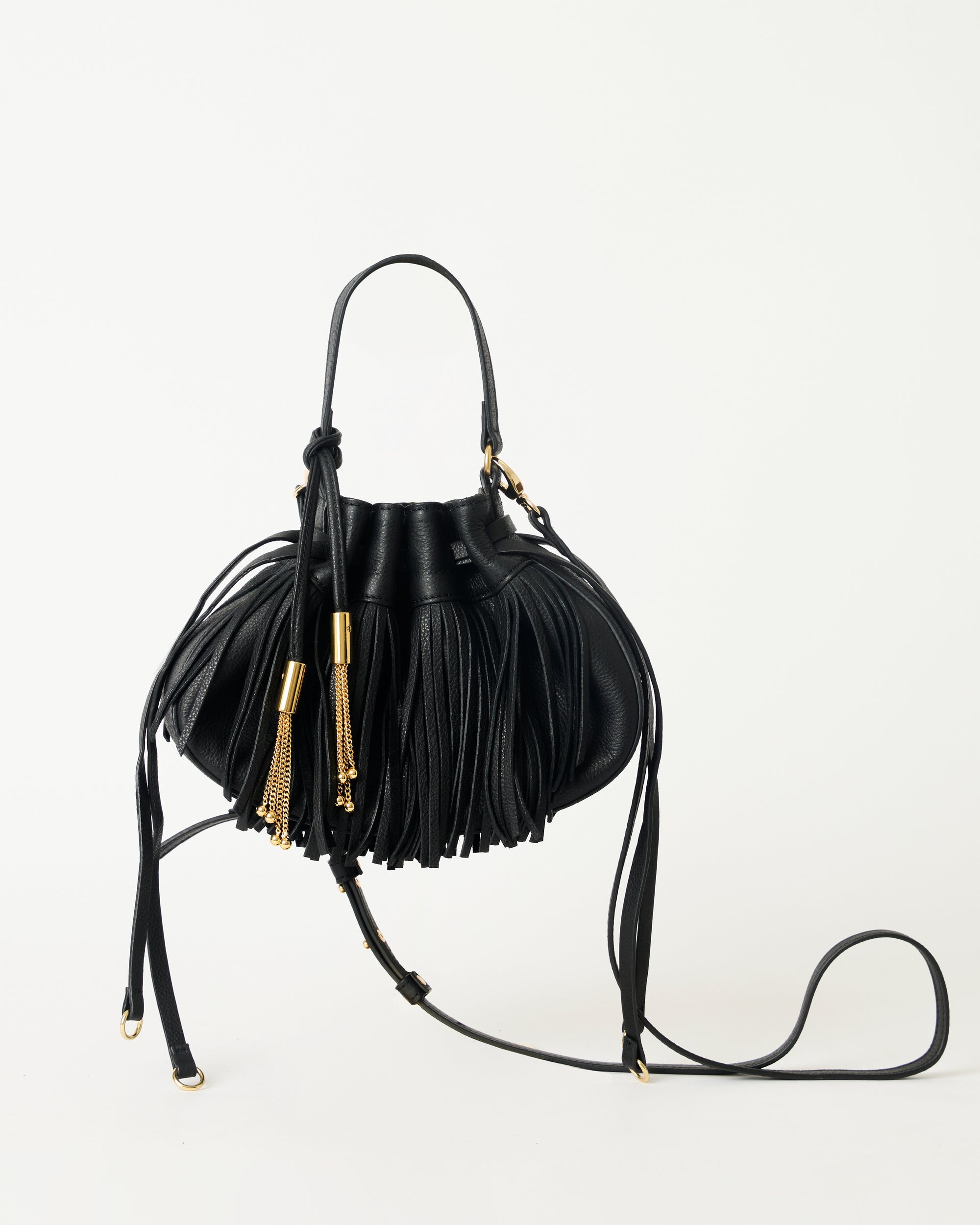MELROSE LEATHER CROSSBODY BAG Black Gold - HANDBAGS