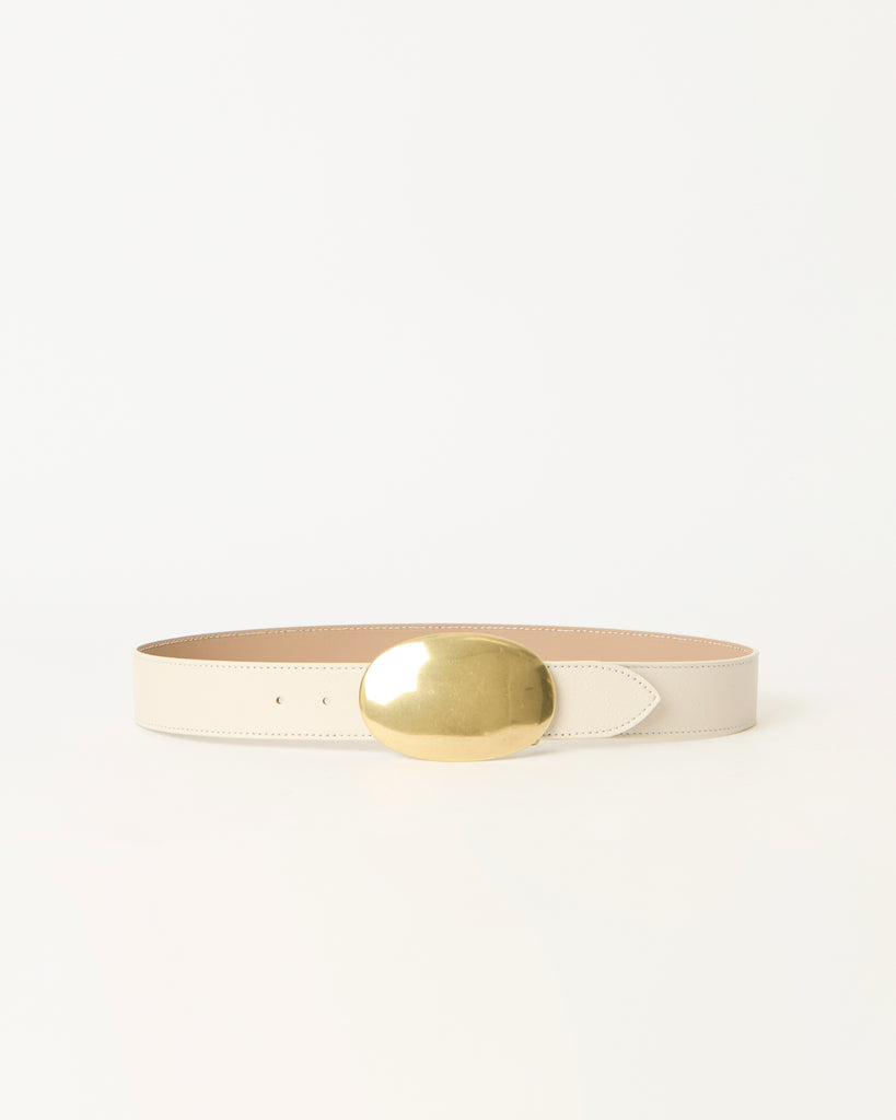 MYRA LEATHER BELT Gesso Brass - BELT