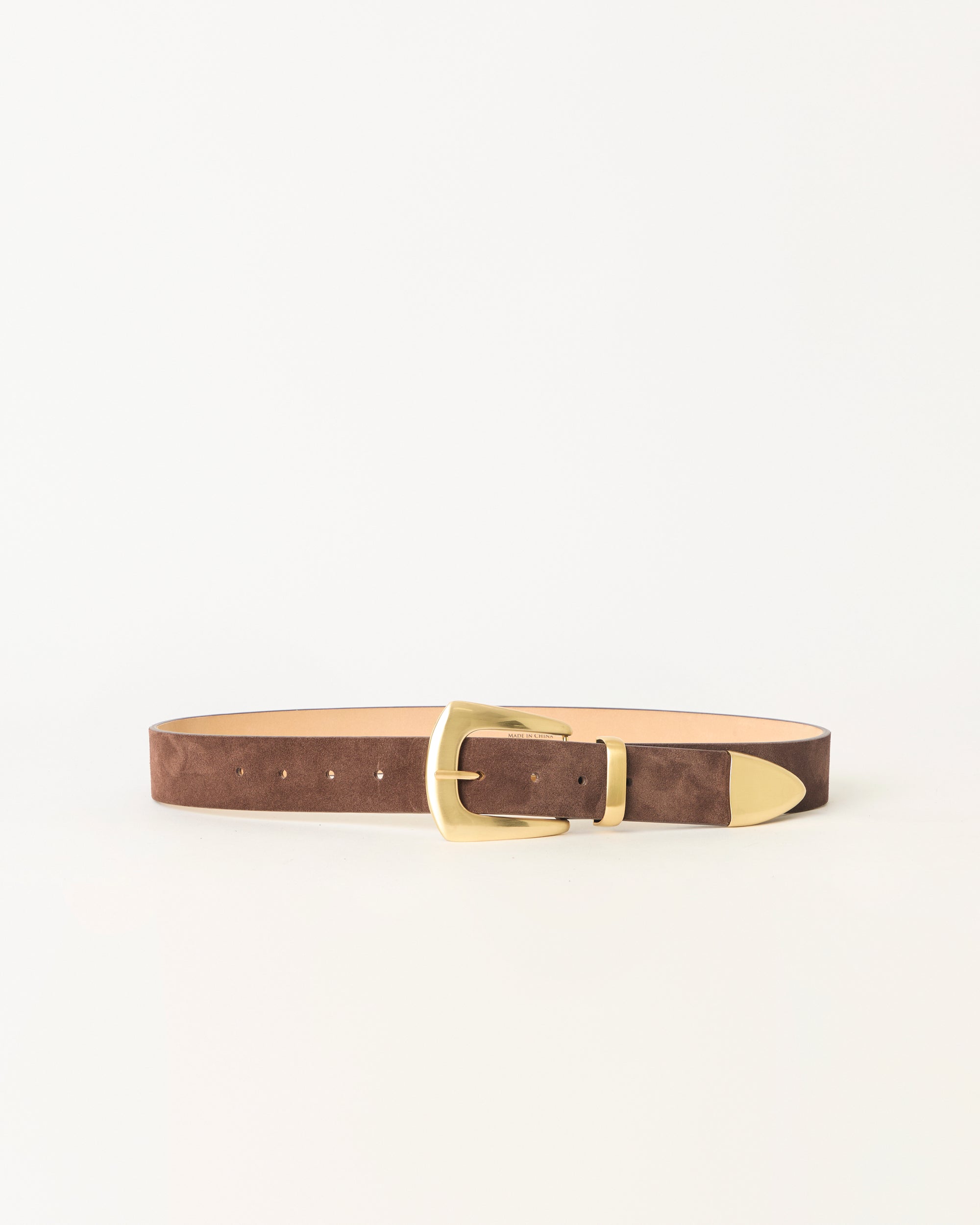 JORDANA MINI SUEDE BELT Chocolate Brushed Brass - BELT