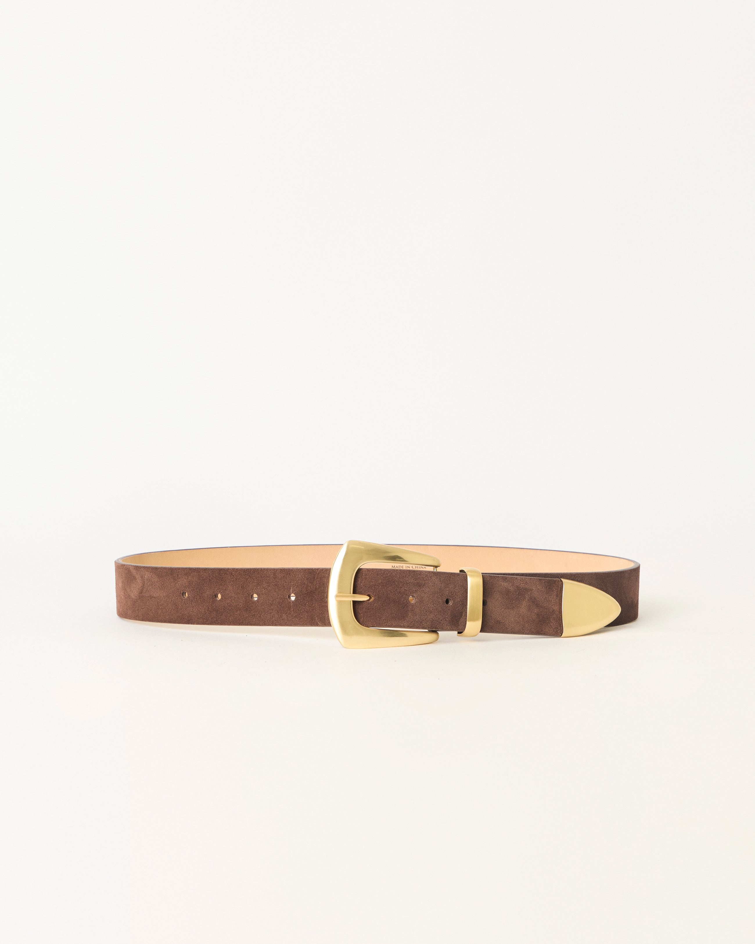 JORDANA MINI SUEDE BELT Chocolate Brushed Brass - BELT