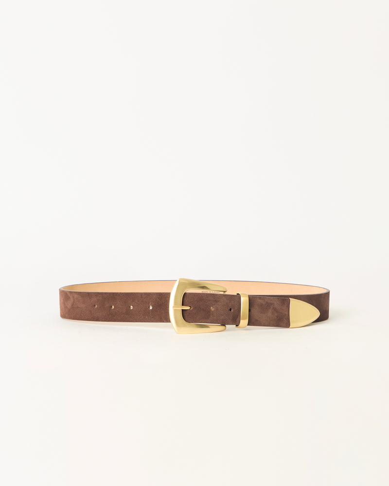 JORDANA MINI SUEDE BELT Chocolate Brushed Brass - BELT