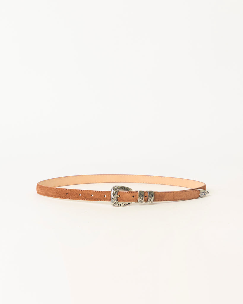 GUNNAR SUEDE BELT Cognac Silver - BELT