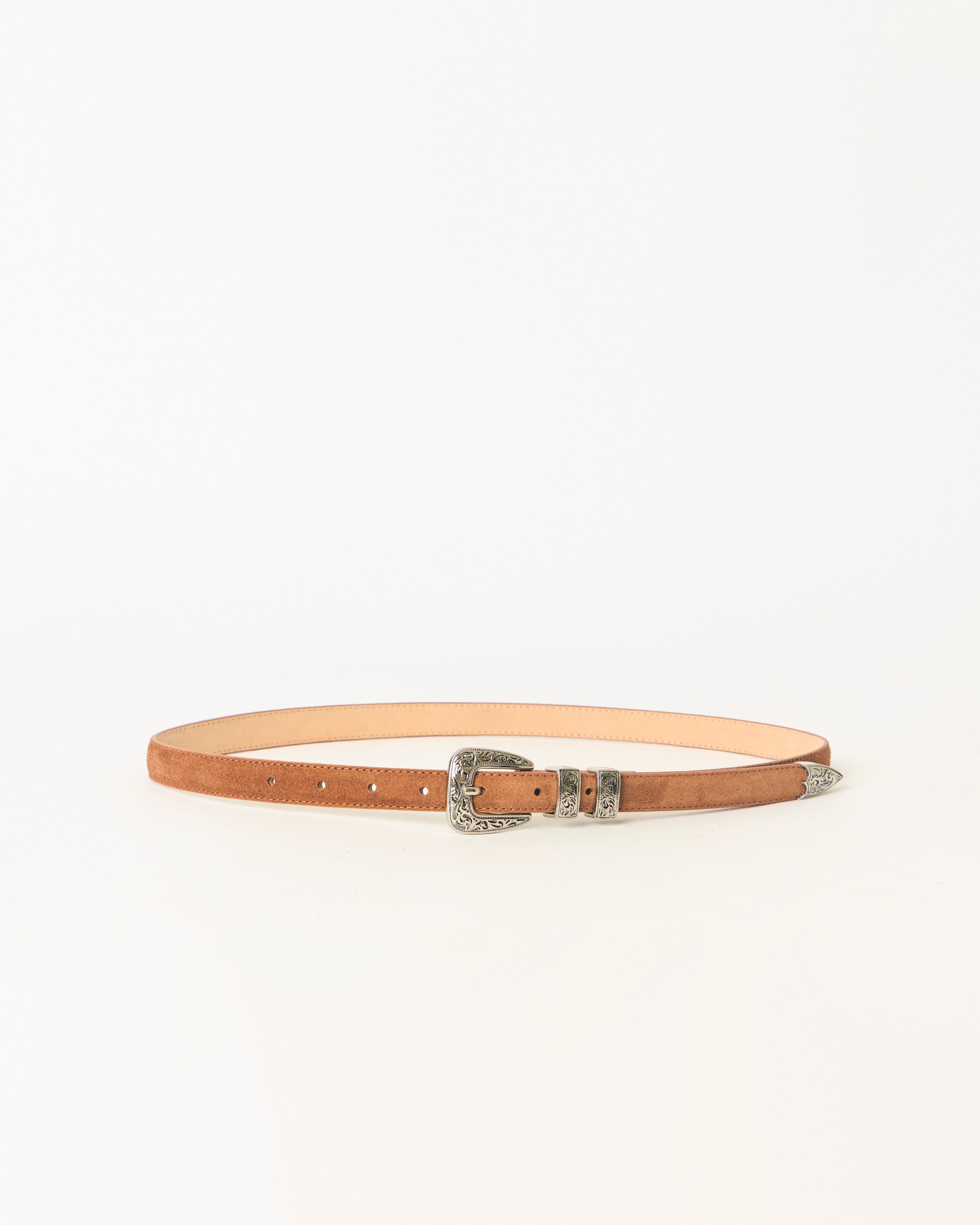 GUNNAR SUEDE BELT Cognac Silver - BELT