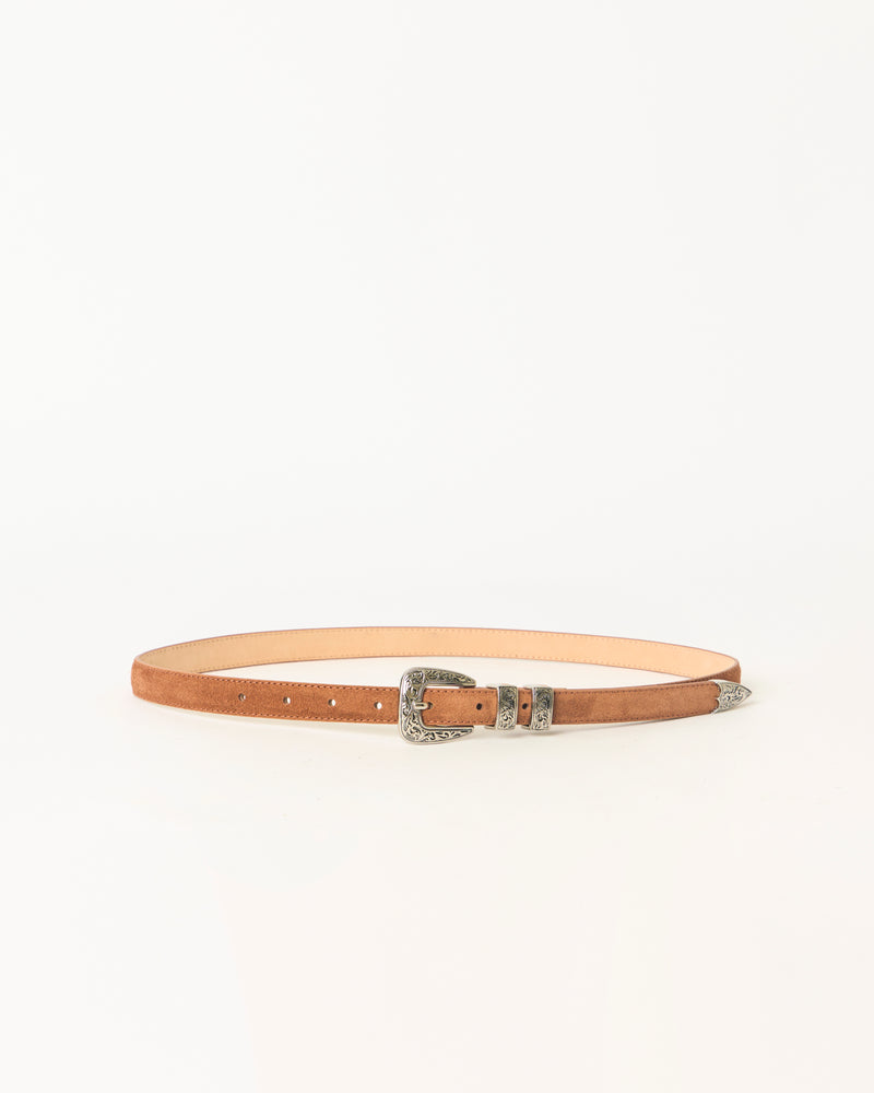 GUNNAR SUEDE BELT Cognac Silver - BELT