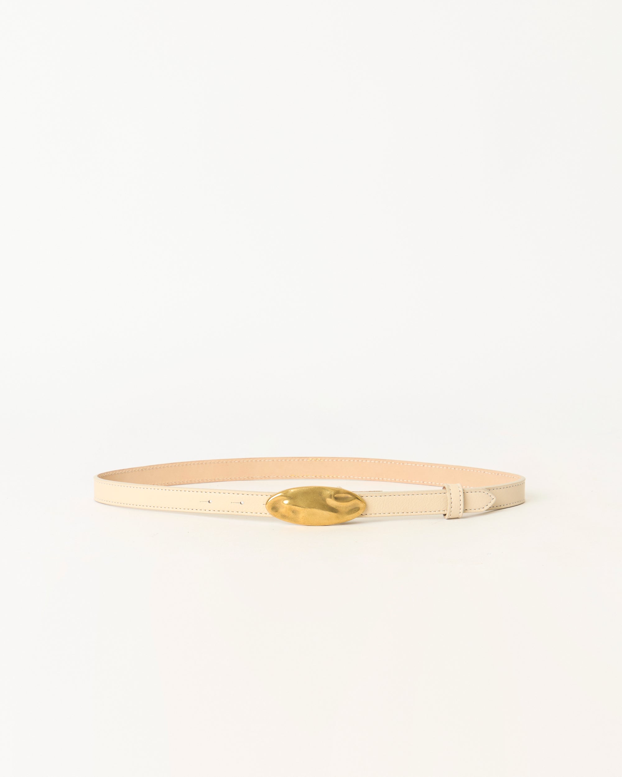 DARRIAN LEATHER BELT Latte Brass - BELT
