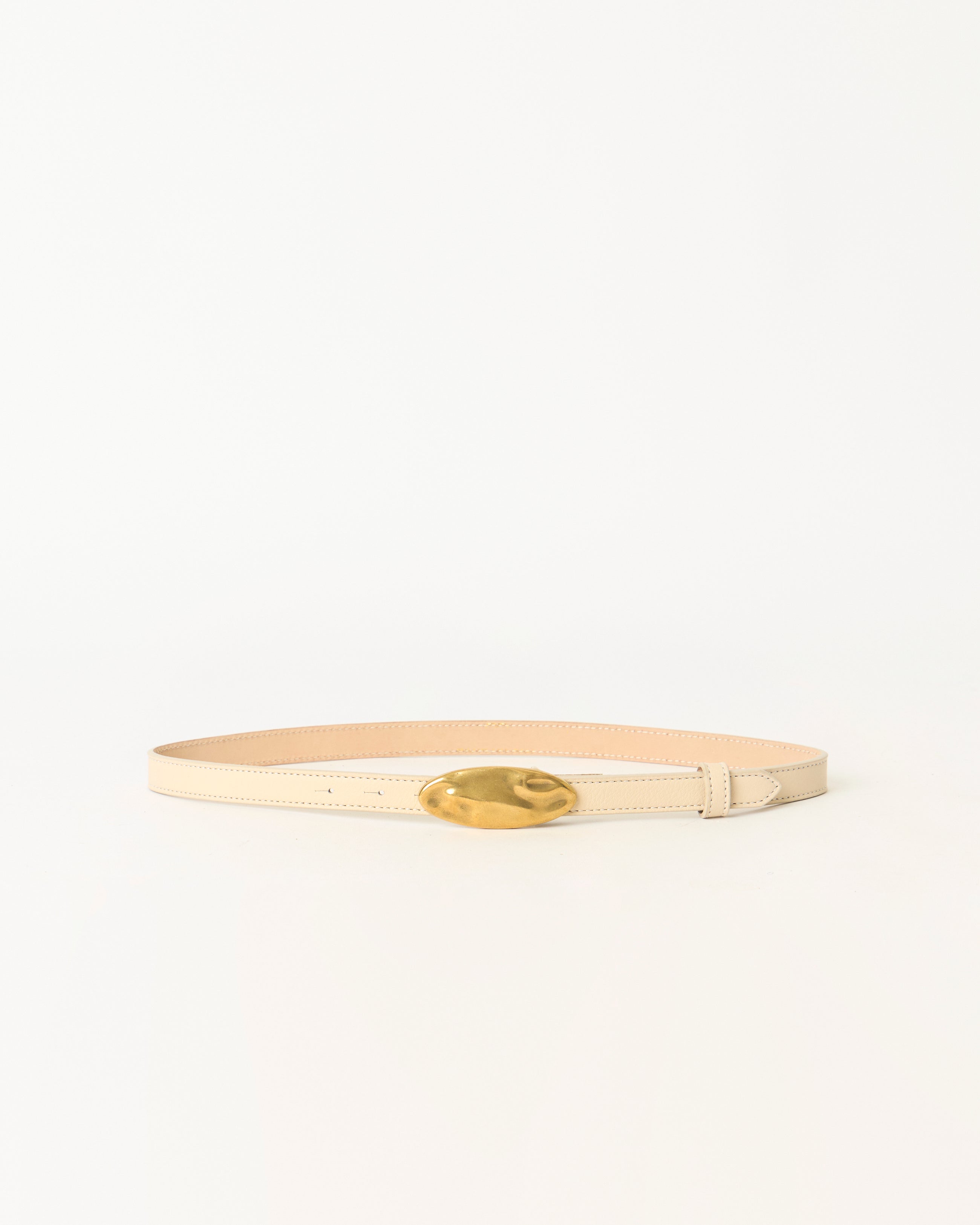 DARRIAN LEATHER BELT Latte Brass - BELT