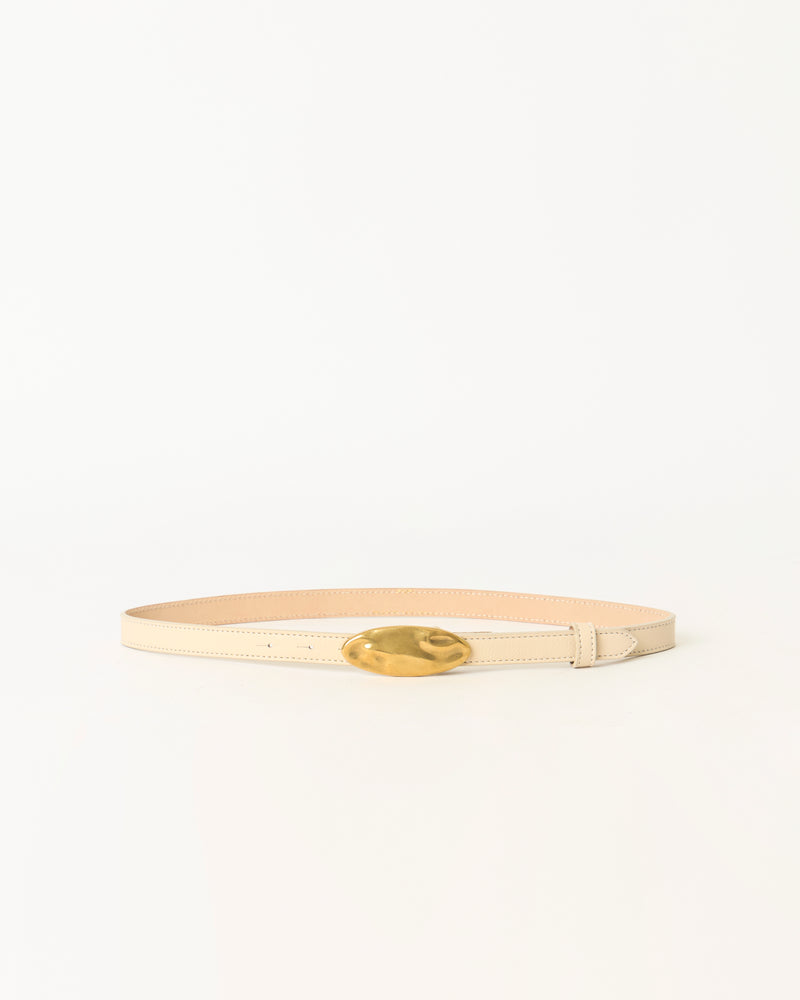 DARRIAN LEATHER BELT Latte Brass - BELT