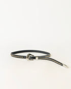 BARCELONA LEATHER BELT Black Silver - BELT