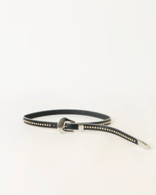 BARCELONA LEATHER BELT Black Silver - BELT