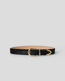 MARC CALF-HAIR LEATHER BELT Black Gold - BELT