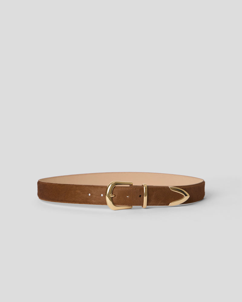 MARC CALF-HAIR LEATHER BELT Bronze Gold - BELT