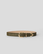 MARC CALF-HAIR LEATHER BELT Olive Gold - BELT