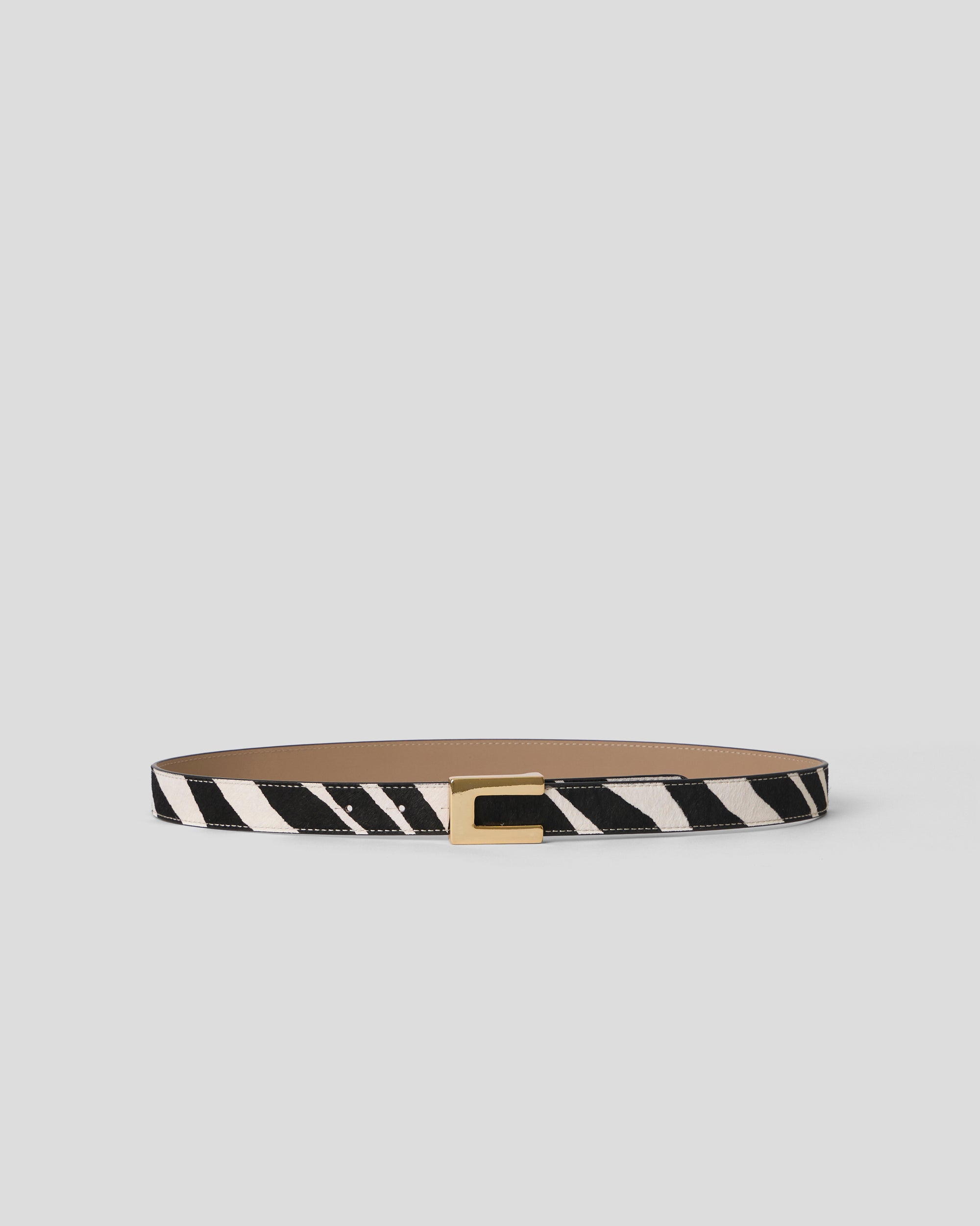 NATE CALF-HAIR LEATHER BELT Zebra Gold - BELT