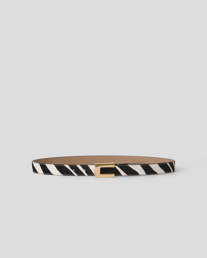 NATE CALF-HAIR LEATHER BELT Zebra Gold - BELT