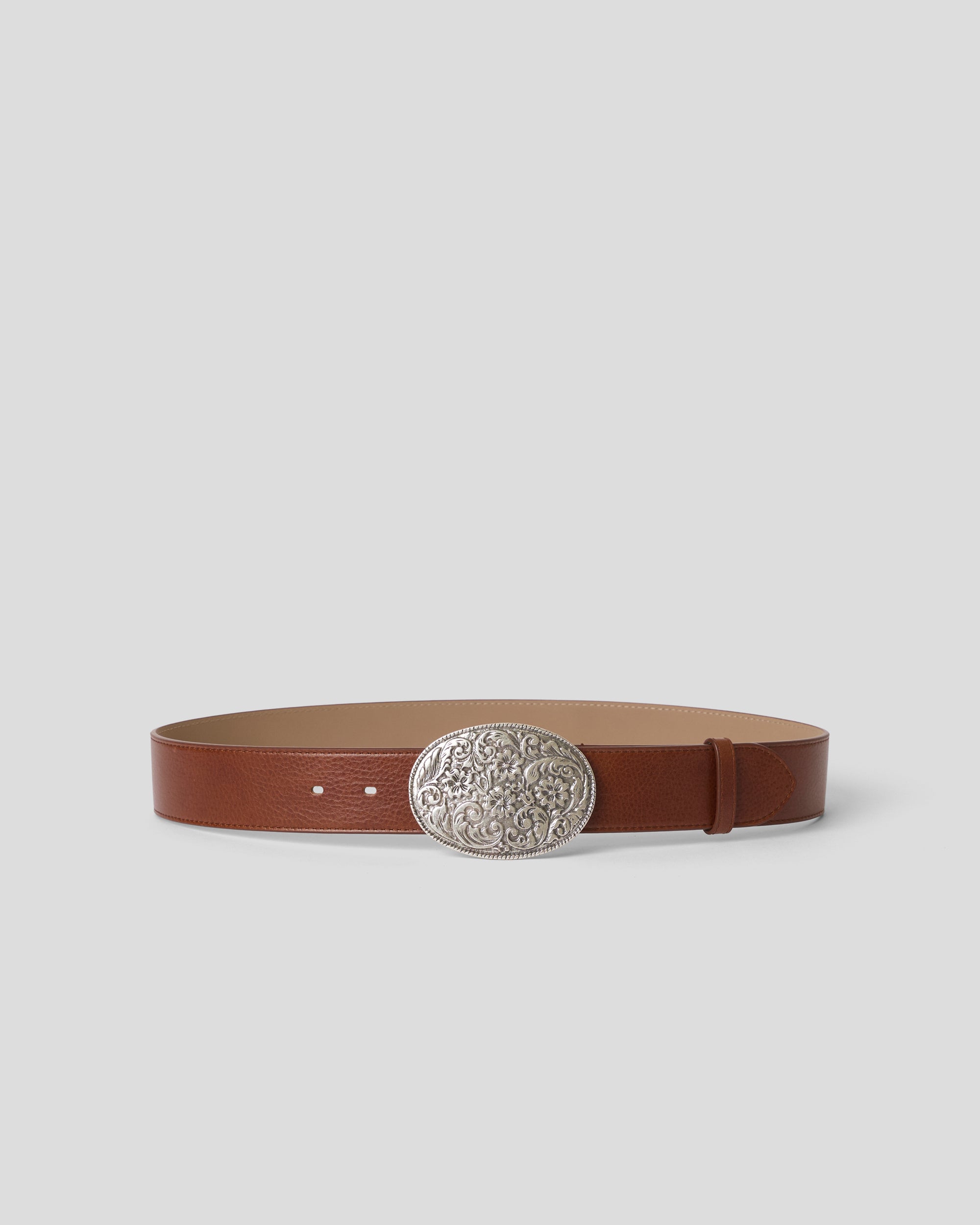 CARTER COLT LEATHER BELT Cognac Silver - BELT