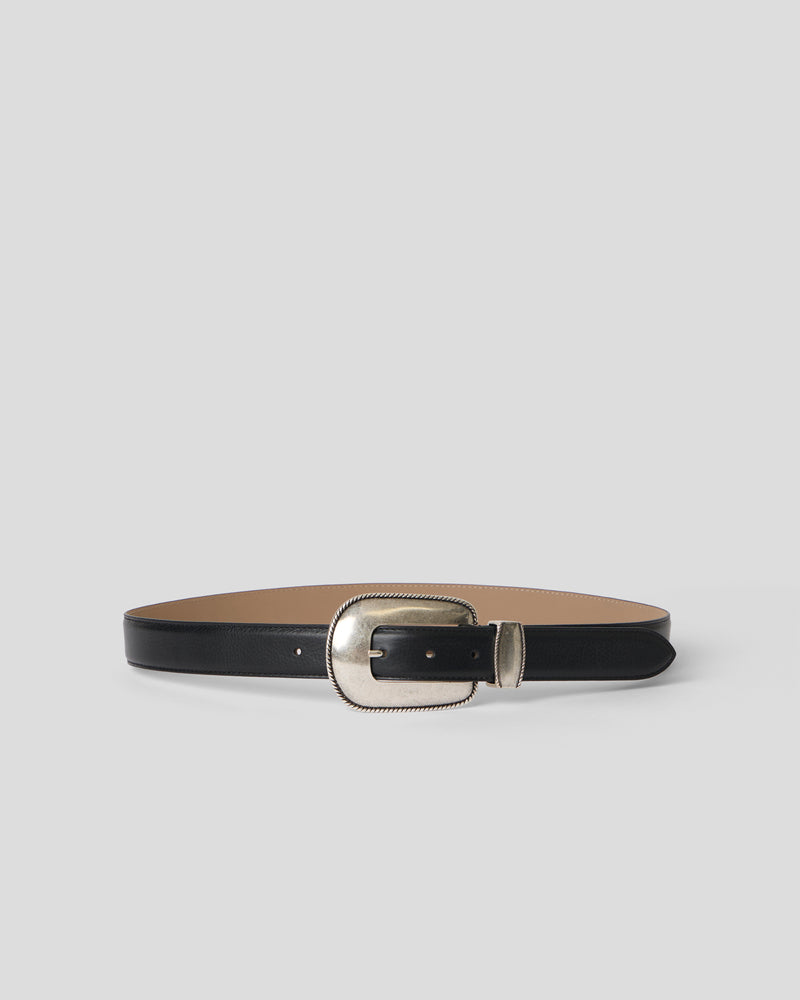 WALKER COLT LEATHER BELT Black Silver - BELT