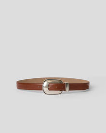 WALKER COLT LEATHER BELT Cognac Silver - BELT