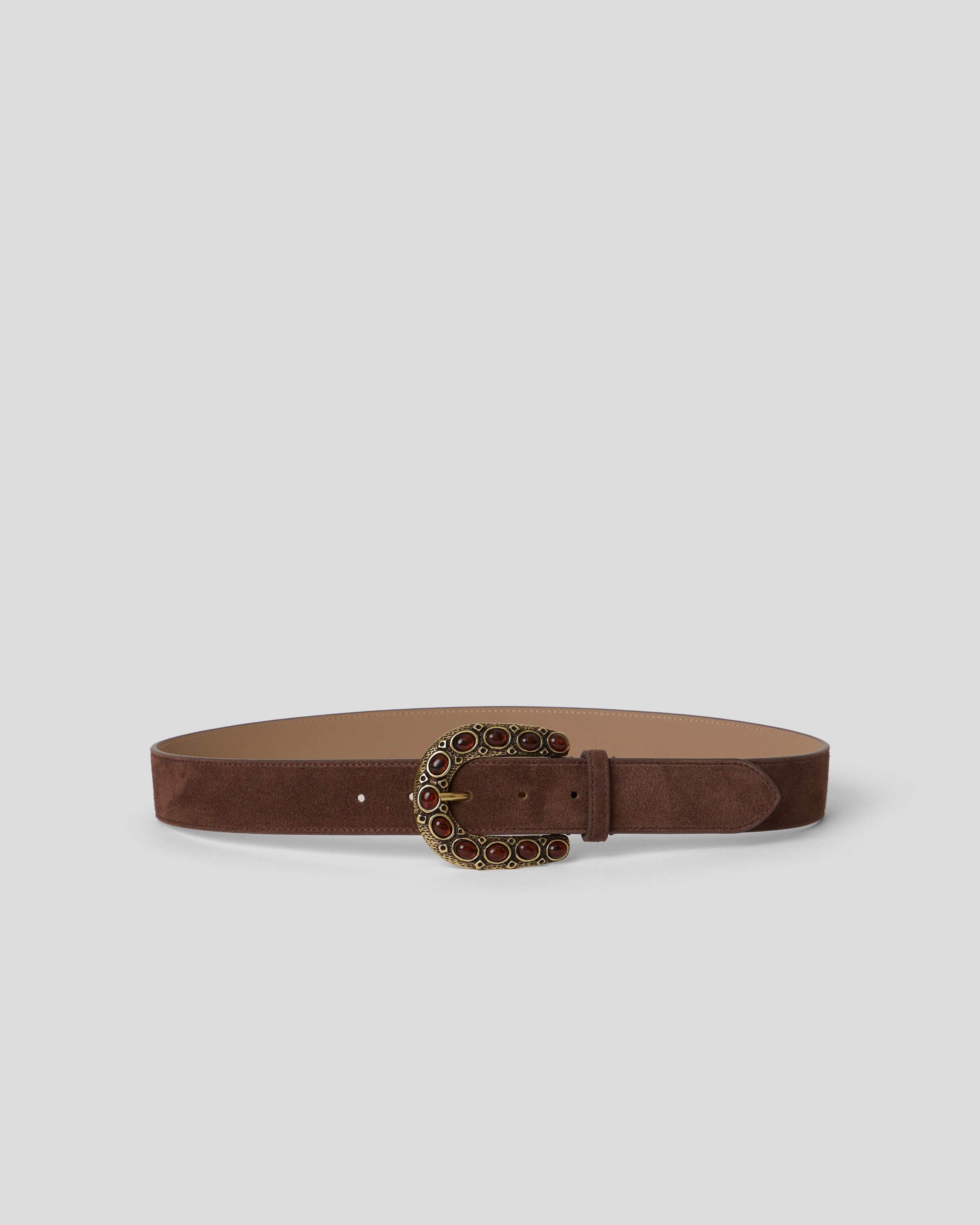 CHARLES SUEDE BELT Chocolate Brass - BELT
