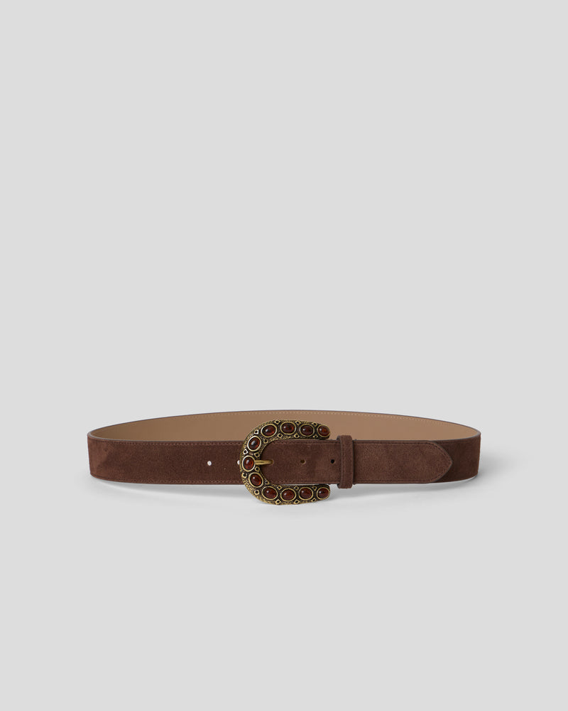 CHARLES SUEDE BELT Chocolate Brass - BELT