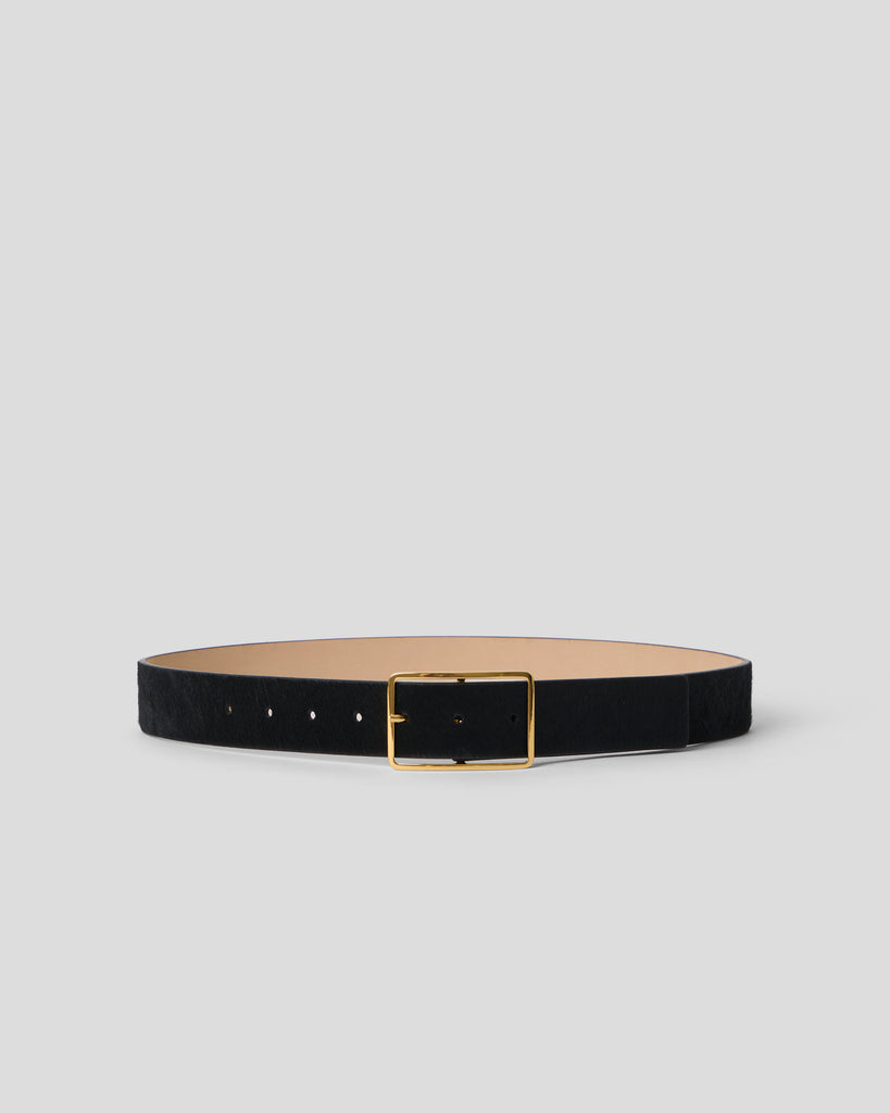 MILLA CALF-HAIR LEATHER BELT Black Gold - BELT