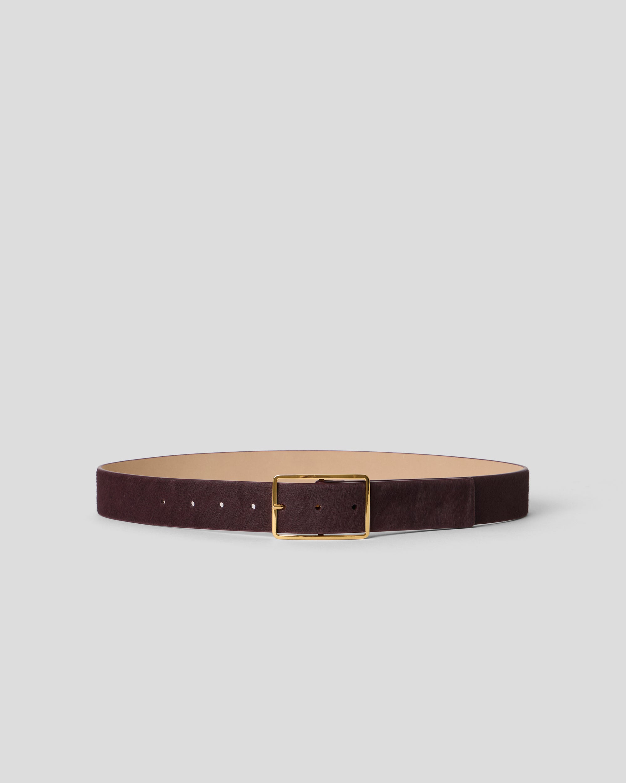 MILLA CALF-HAIR LEATHER BELT Cabernet Gold - BELT