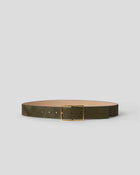 MILLA CALF-HAIR LEATHER BELT Olive Gold - BELT