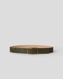MILLA CALF-HAIR LEATHER BELT Olive Gold - BELT