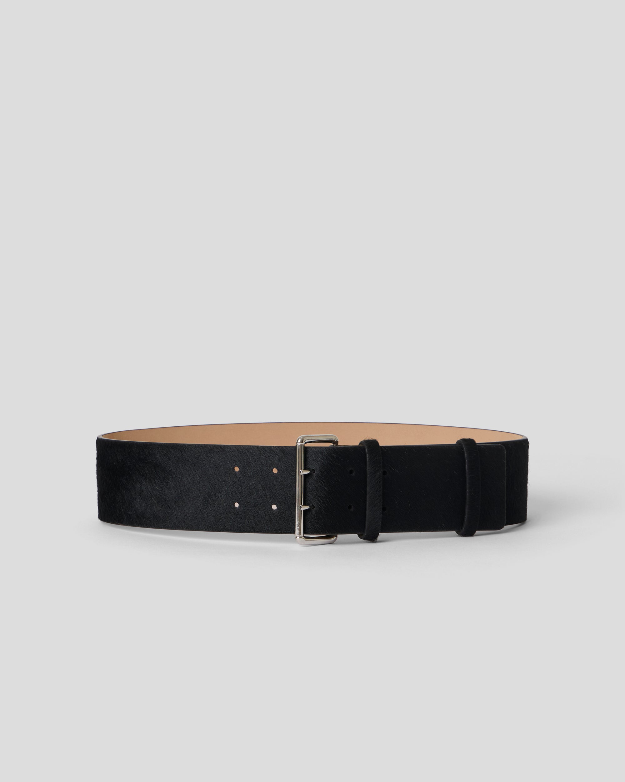 LUELLA CALF-HAIR LEATHER BELT Black Silver - BELT