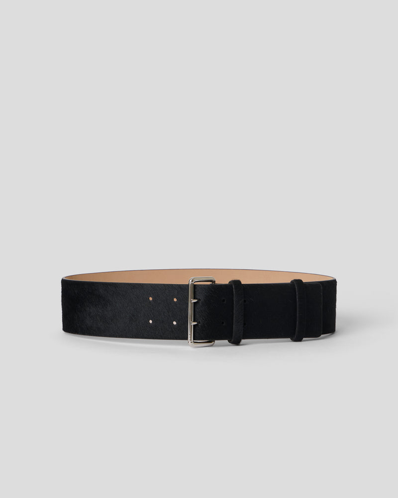 LUELLA CALF-HAIR LEATHER BELT Black Silver - BELT