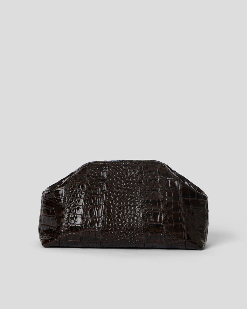 CATE CROC CLUTCH Chocolate - HANDBAGS