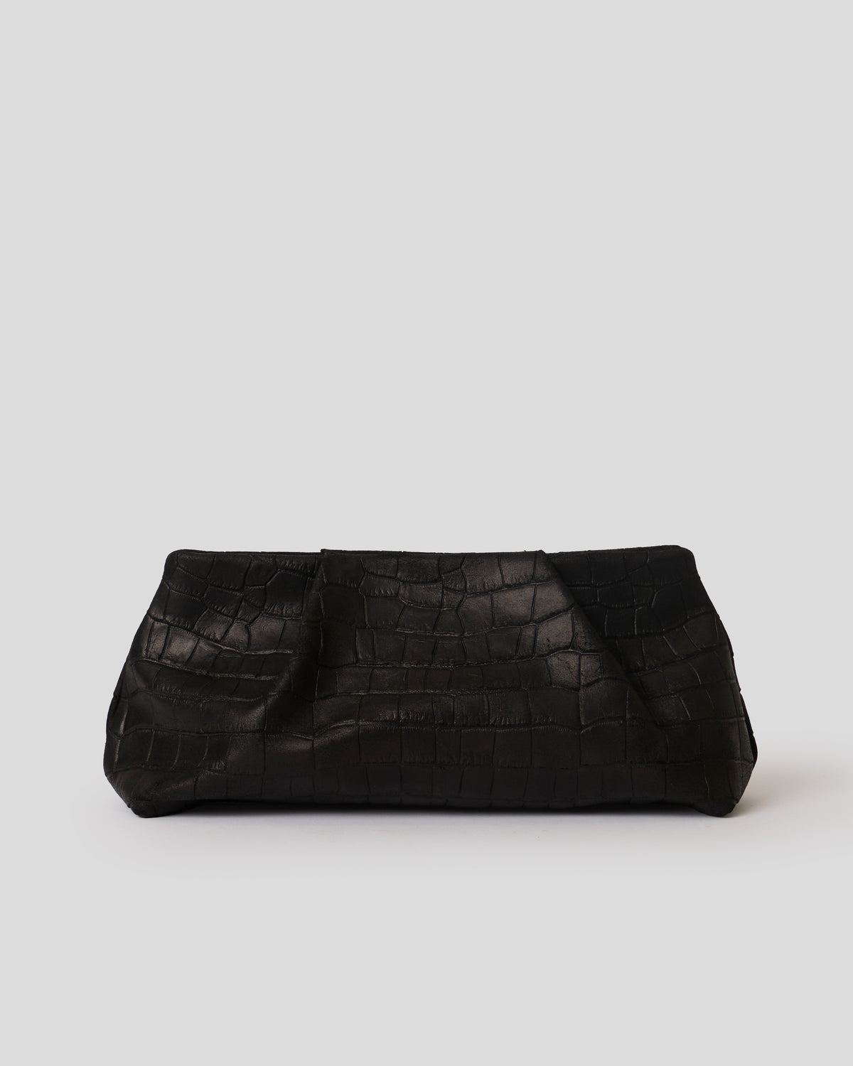 BRONTE CROC SUEDE CLUTCH Black - HANDBAGS