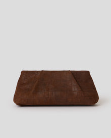BRONTE CROC SUEDE CLUTCH Brunette - HANDBAGS