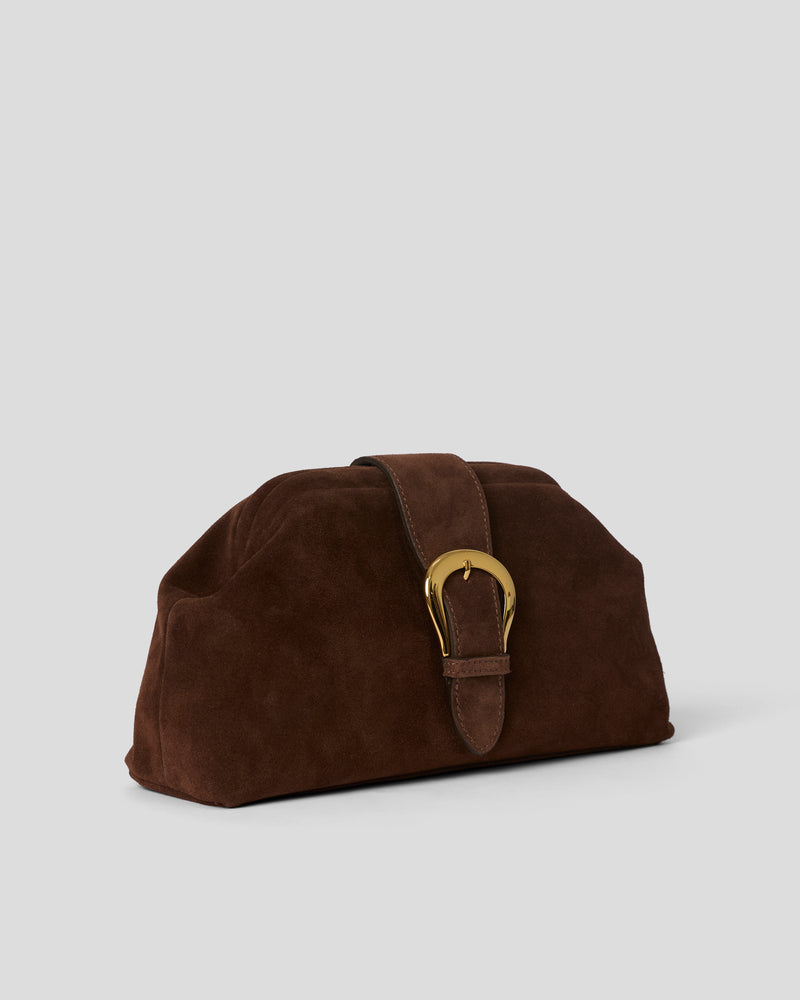 ESTELLE BUCKLE SUEDE CLUTCH - HANDBAGS