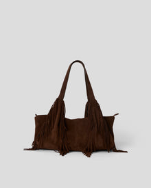 CARTER FRINGE SUEDE BAG Chocolate - HANDBAGS