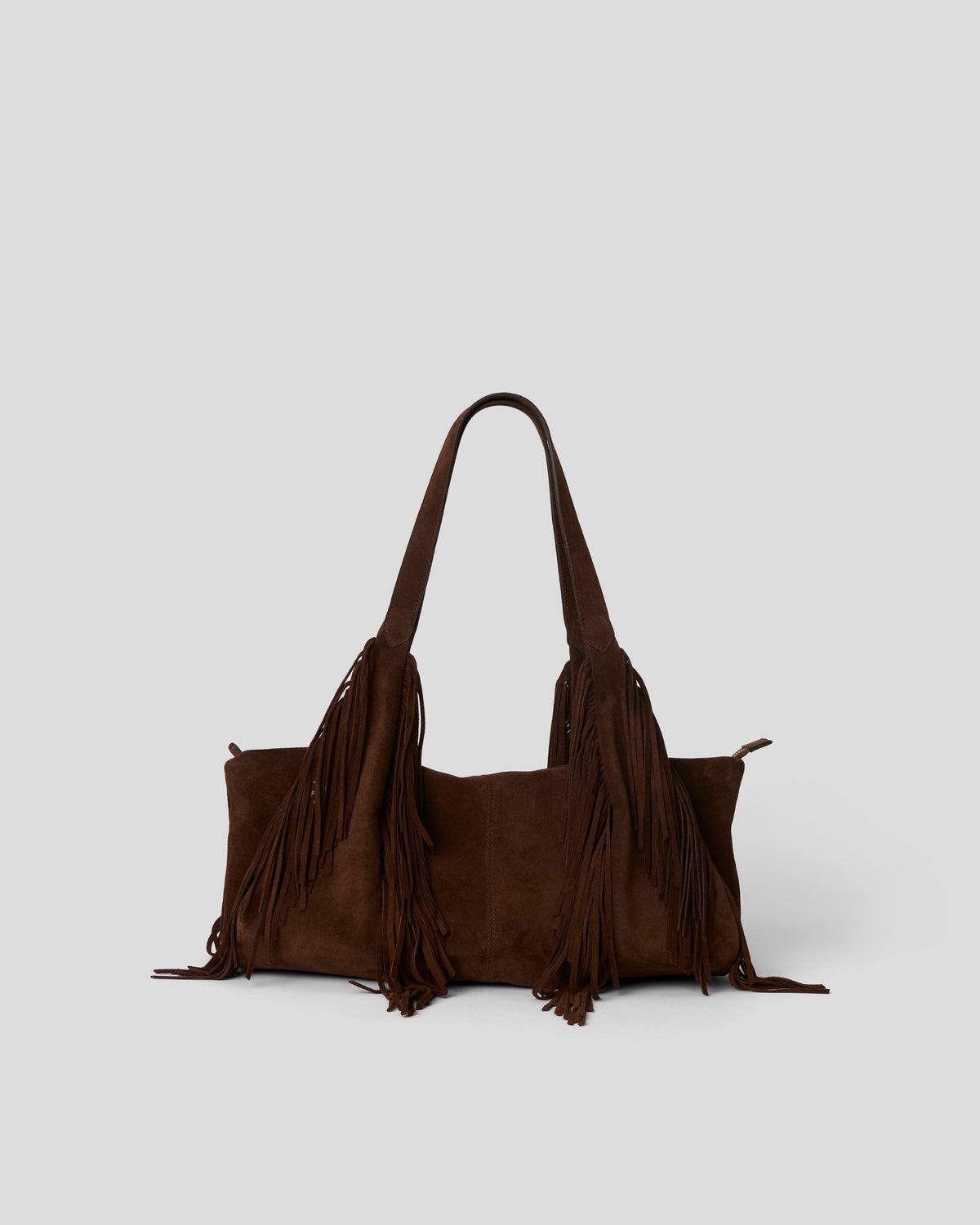 CARTER FRINGE SUEDE BAG Chocolate - HANDBAGS