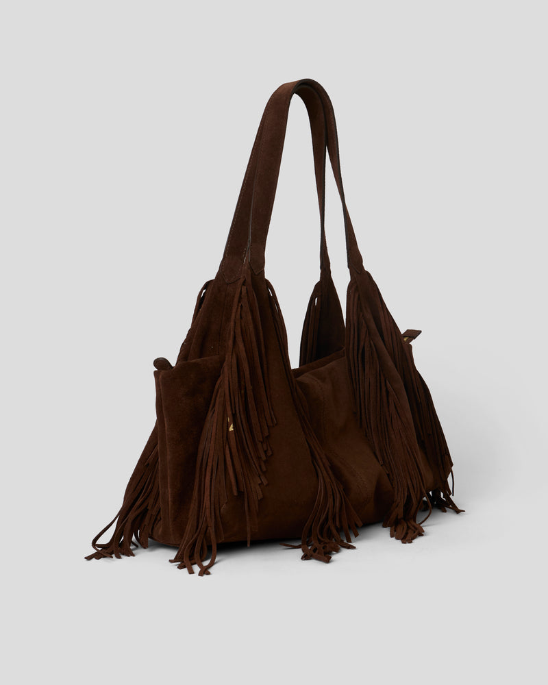 CARTER FRINGE SUEDE BAG - HANDBAGS