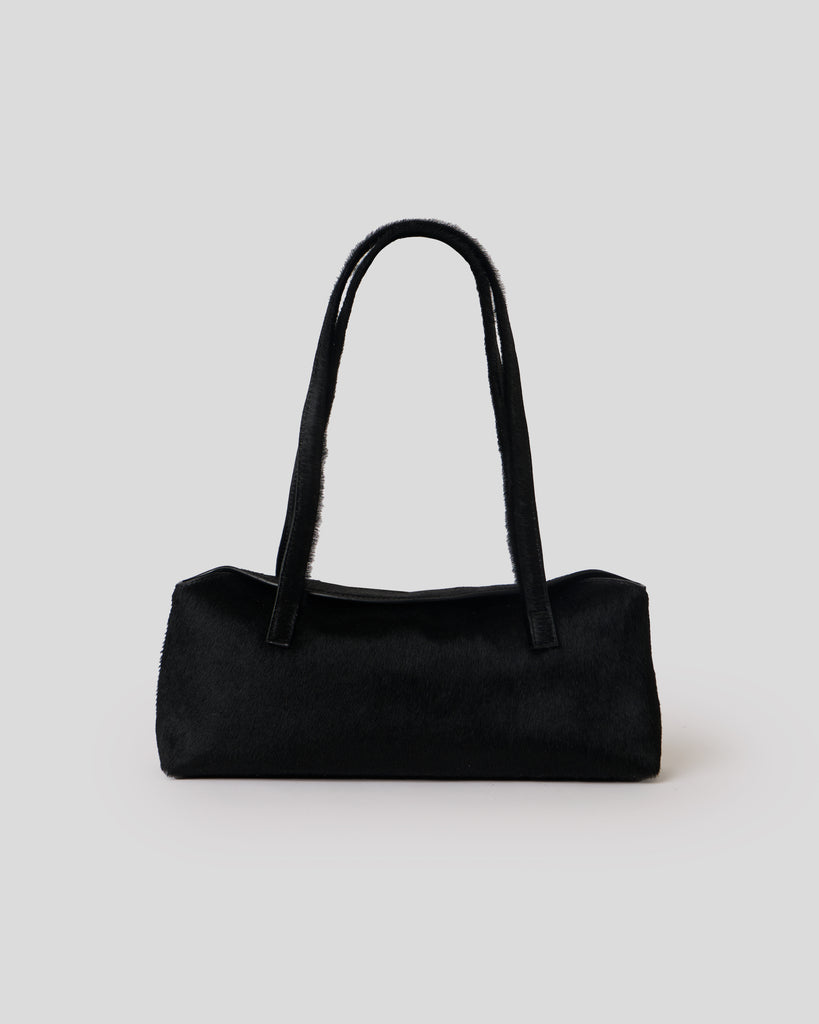 JOAN CALF-HAIR SHOULDER BAG Black - HANDBAGS